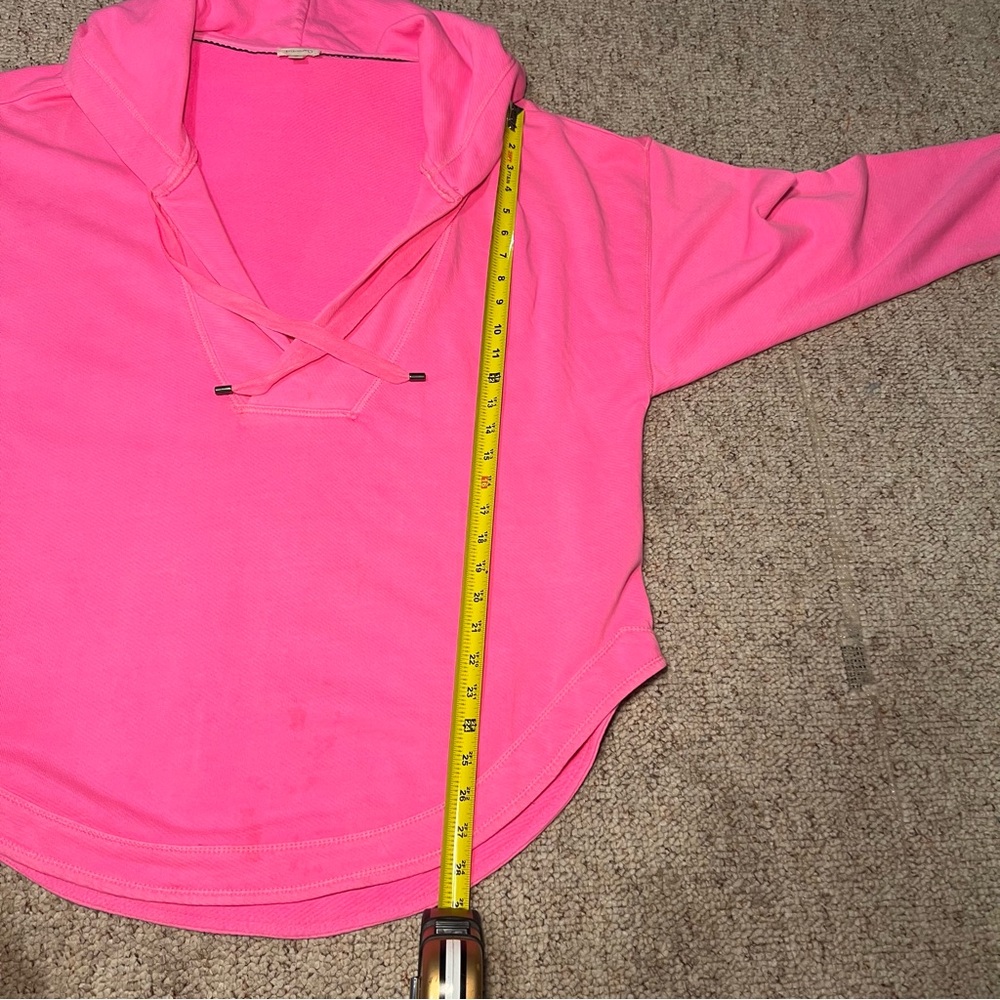 anthropologie Pilcro Warfside Hooded Sweatshirt Bright Pink Sz XL Oversized - Picture 9 of 13